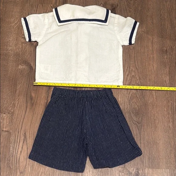 Sailor Style Baby Outfit in White and Navy - Picture 4 of 4